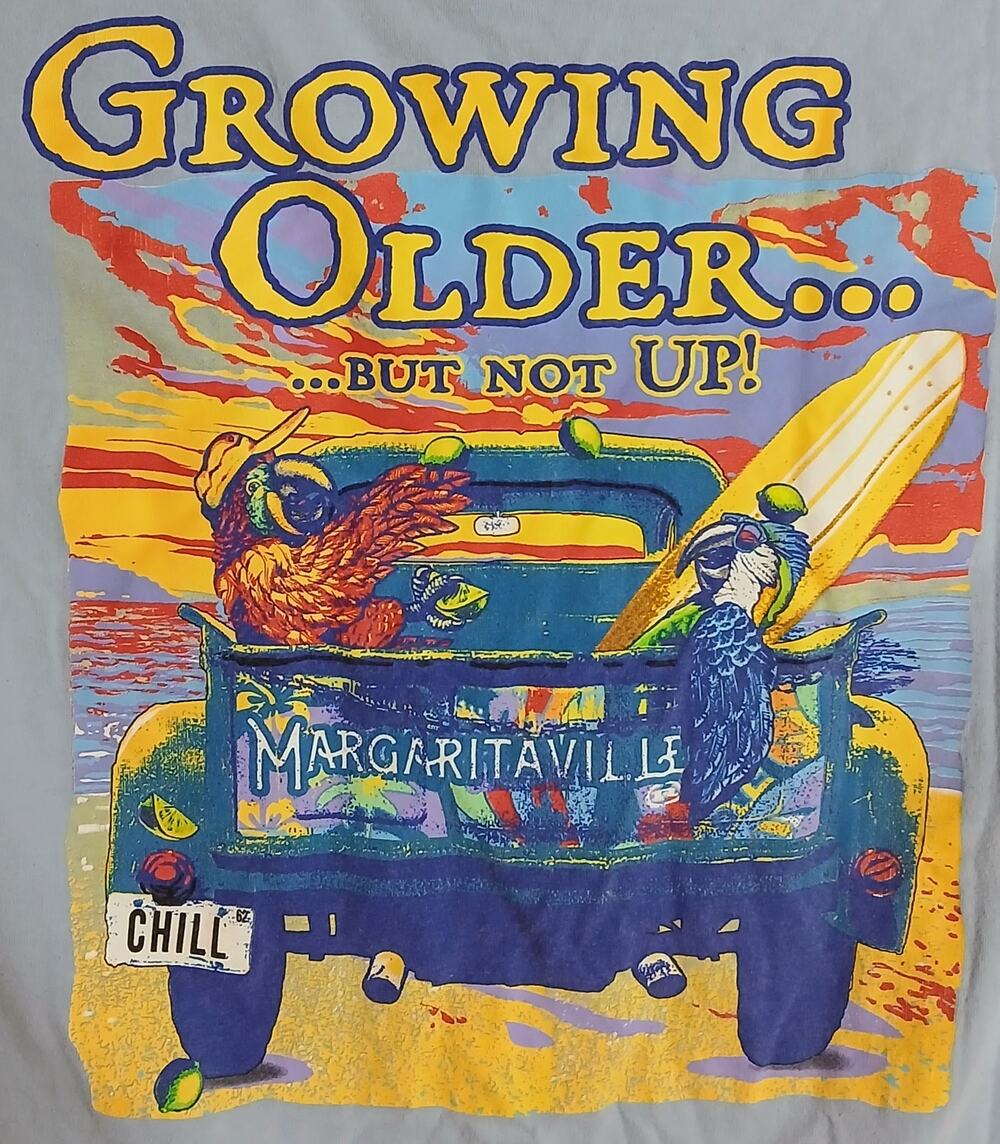 Margaritaville T Shirt Mens XL Light Blue Truck Surfboard Graphic Casual Beach